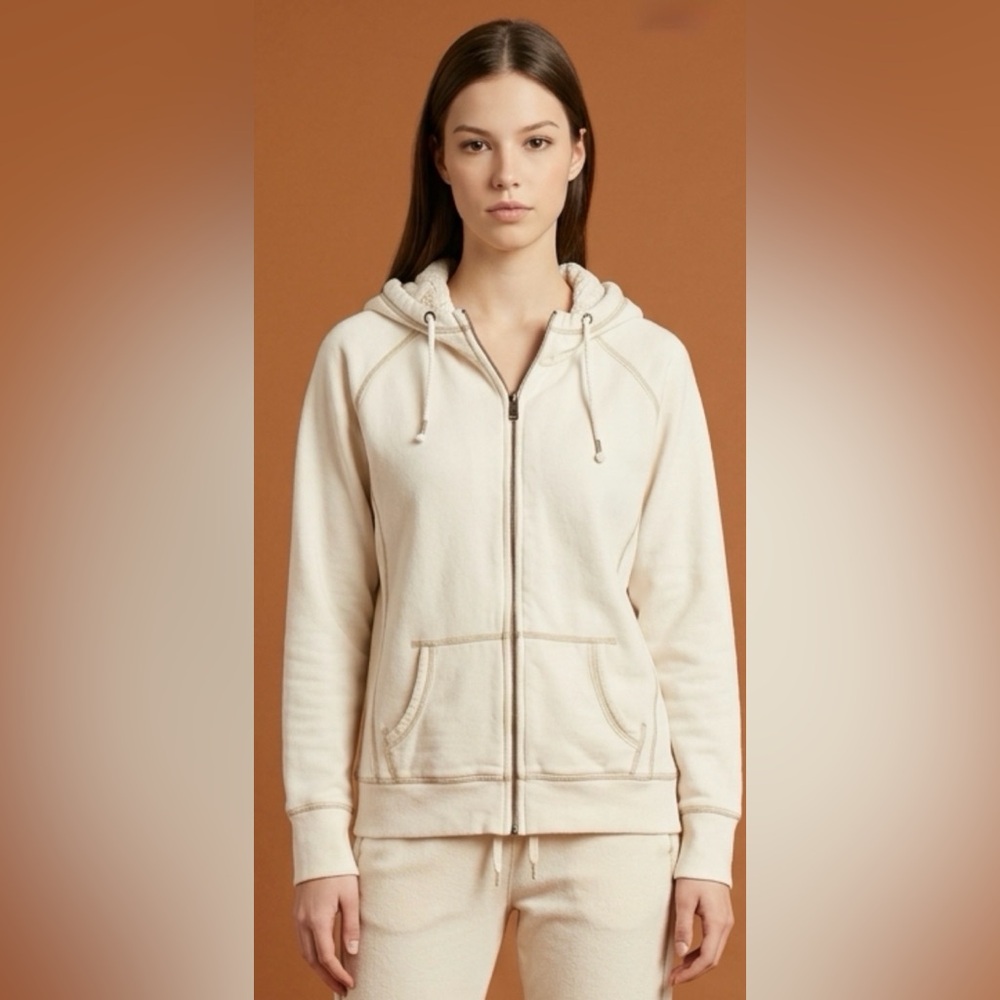 Sonoma Life + Style PXL Cream White Hoodie Jacket Full Zip Cable Sweater Lined